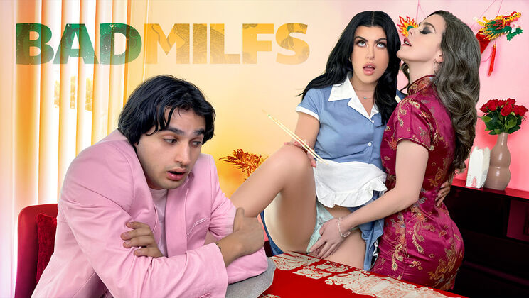 Bad Milfs - Elias Cash - Gal Ritchie - Nicole Emma Vaunt - Filthy Threesome With Our Favorite Waitress / 04.09.2024
