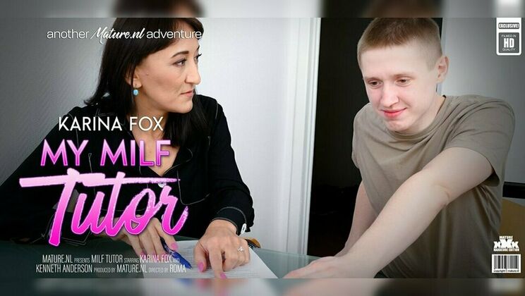 Mature.nl - Kenneth Anderson - Karina Fox - Naughty small breasted MILF Tutor Karina Fox with her shaved pussy is fucking her young student / 16.03.2023